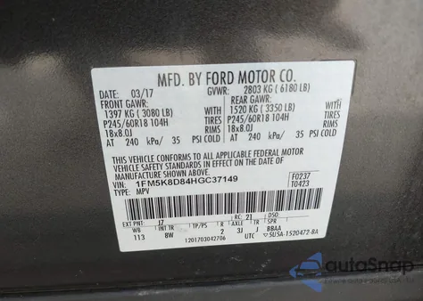 2017 Ford Explorer Xlt from USA, damaged, VIN 1FM5K8D84HGC37149